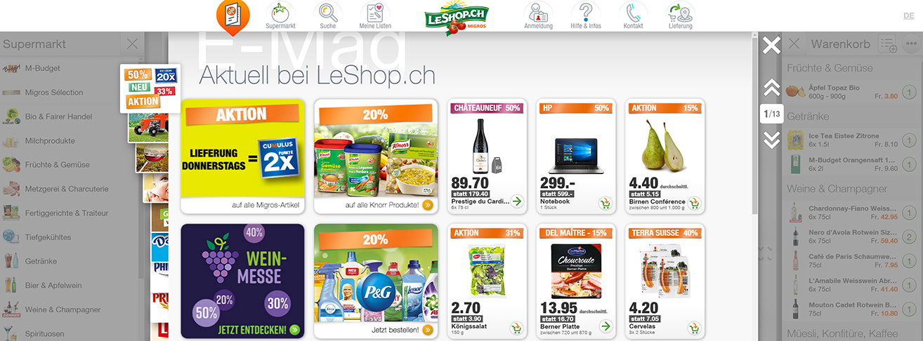 Der Online-Store von LeShop.ch. Quelle: LeShop.ch